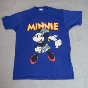 Vintage Velva Sheen Disney Minnie Mouse T Shirt Womens L Blue Short Sleeve 90s